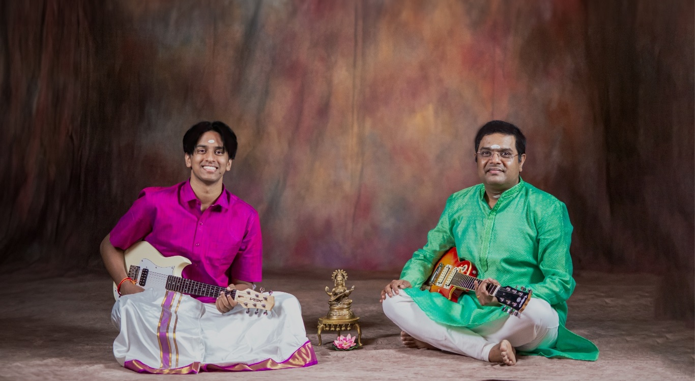 Pranav with his Guru- Sri. Vijay Anand Neelakantan